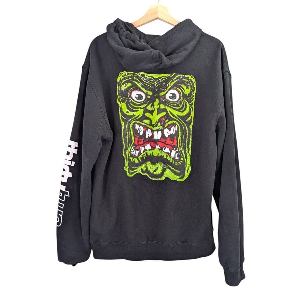 Thirtytwo x Santa Cruz Skateboards Screaming Face  Hoodie Black Neon Green XL